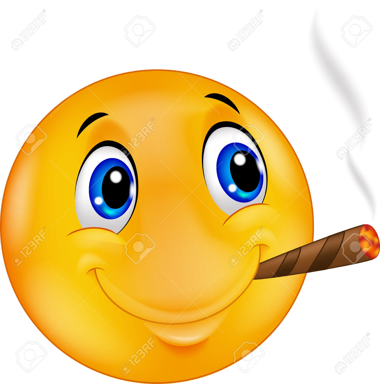 :34100288-Cartoon-Emoticon-smiley-smoking-cigar-Stock-Vector-smiley: